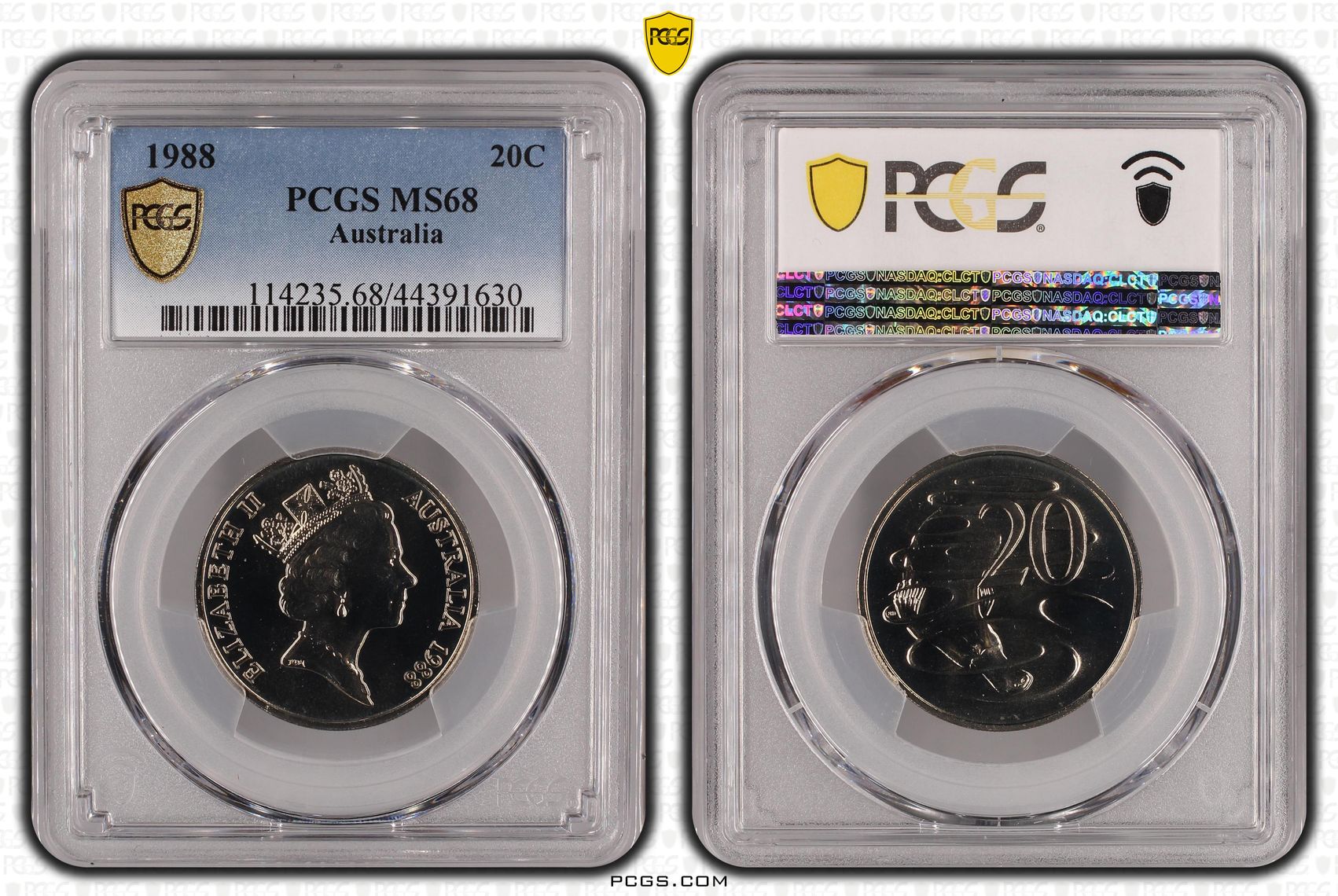 1988 Australia Twenty Cent, 20c PCGS - MS68 -630