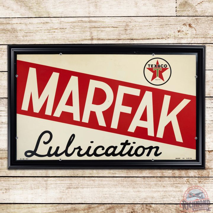Superb 1947 Texaco Marfak Lubrication Single Sided Tin Logo Sign