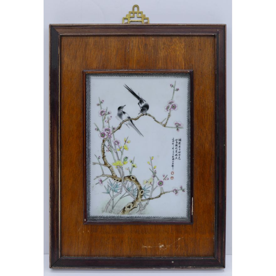 Chinese Republic Porcelain Bird Plaque