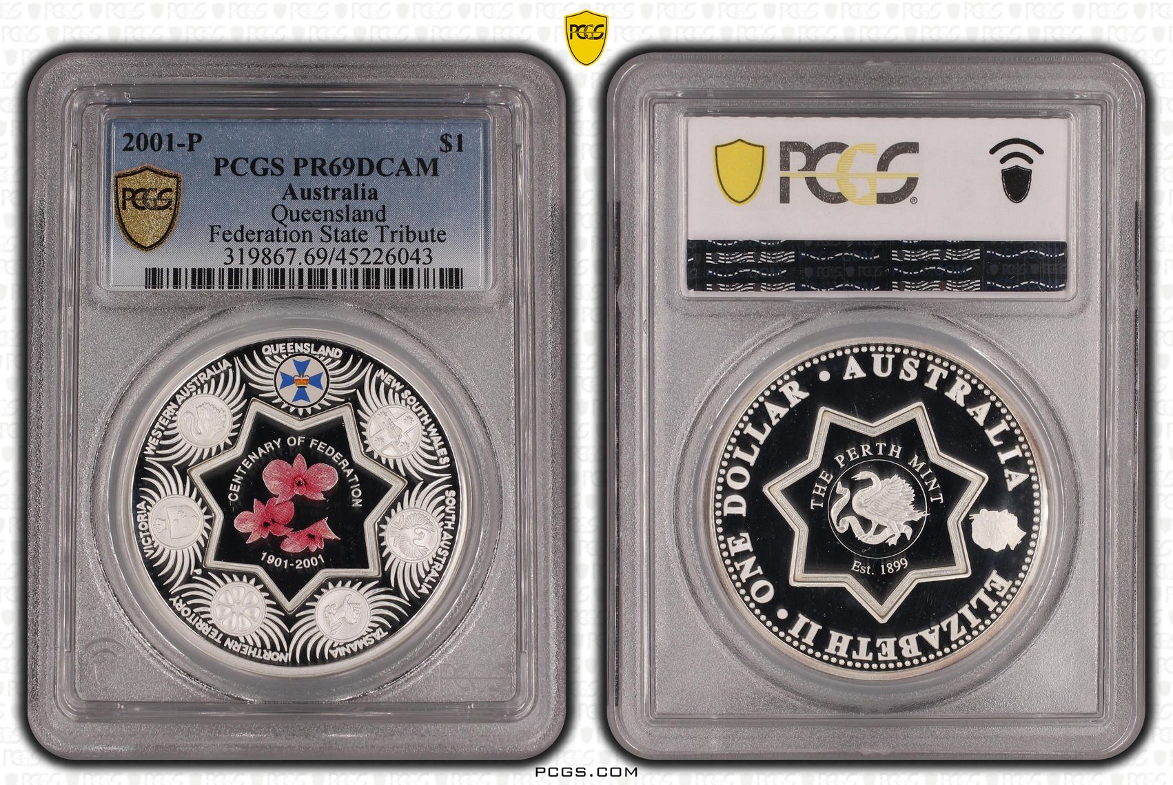 2001-P Australia One Dollar, $1 Proof Queensland PCGS - PR69DCAM POP 1/0 -043