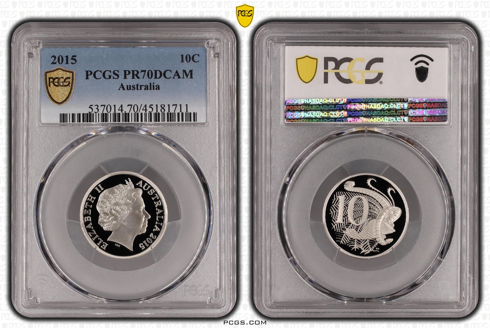 2015 Australia Ten Cent, 10c PCGS - PR70DCAM POP 78/0 -711