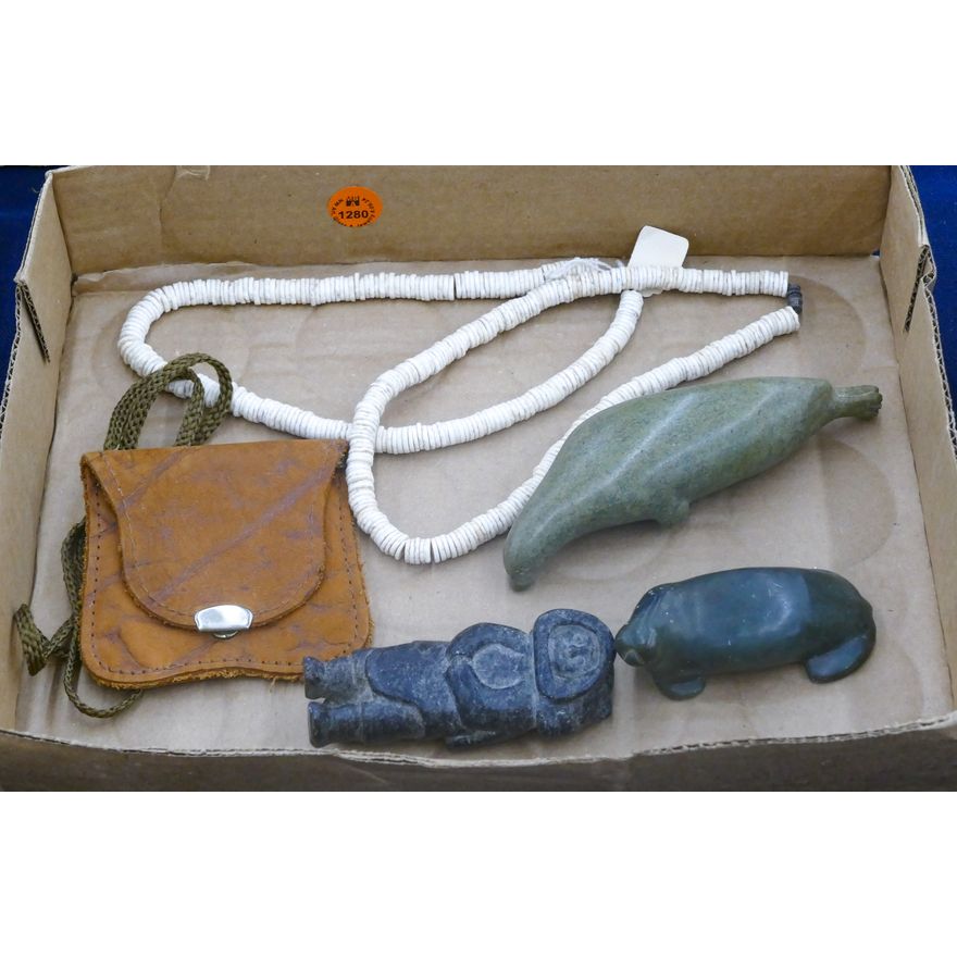 Box Old Inuit Stone Carvings etc.