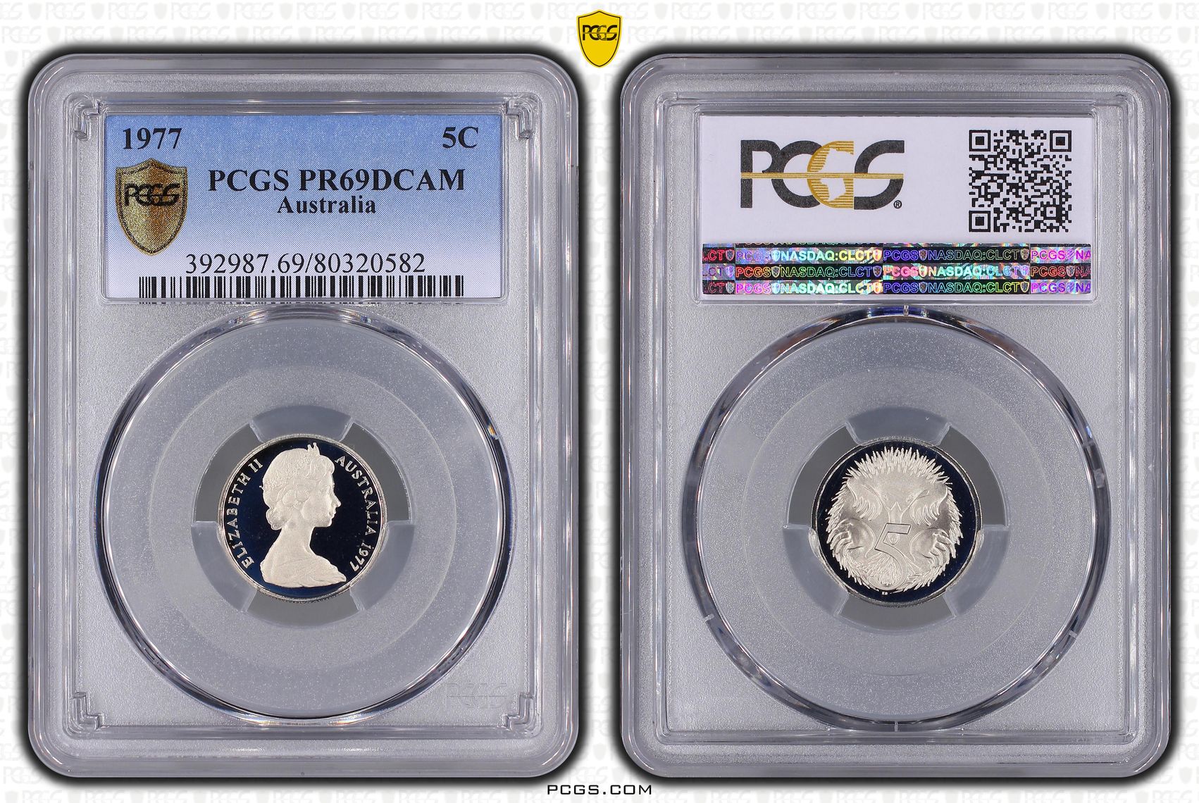 Elizabeth II, Five Cent, 1977, PCGS PR69DCAM