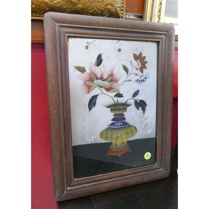 Antique Chinese Reverse Painted Still Life Framed- 16x12''