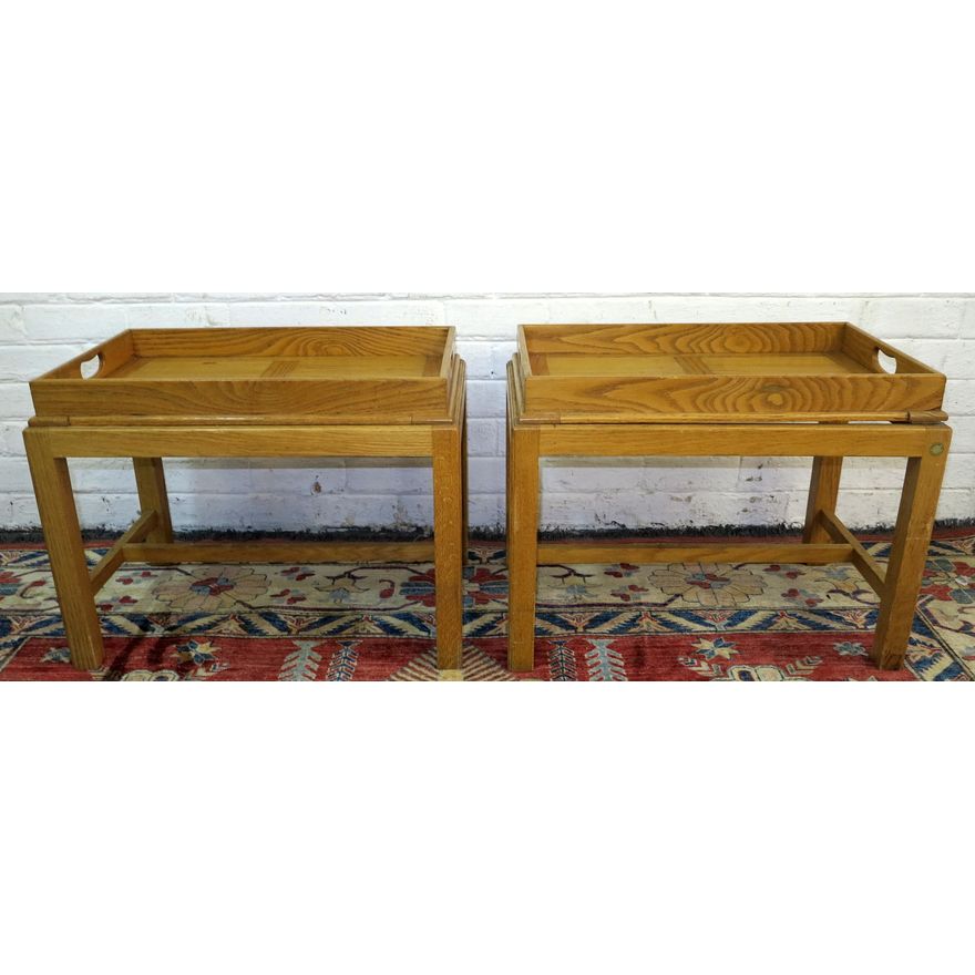 PAIR OF OAK BUTLER'S TRAY COFFEE TABLES,