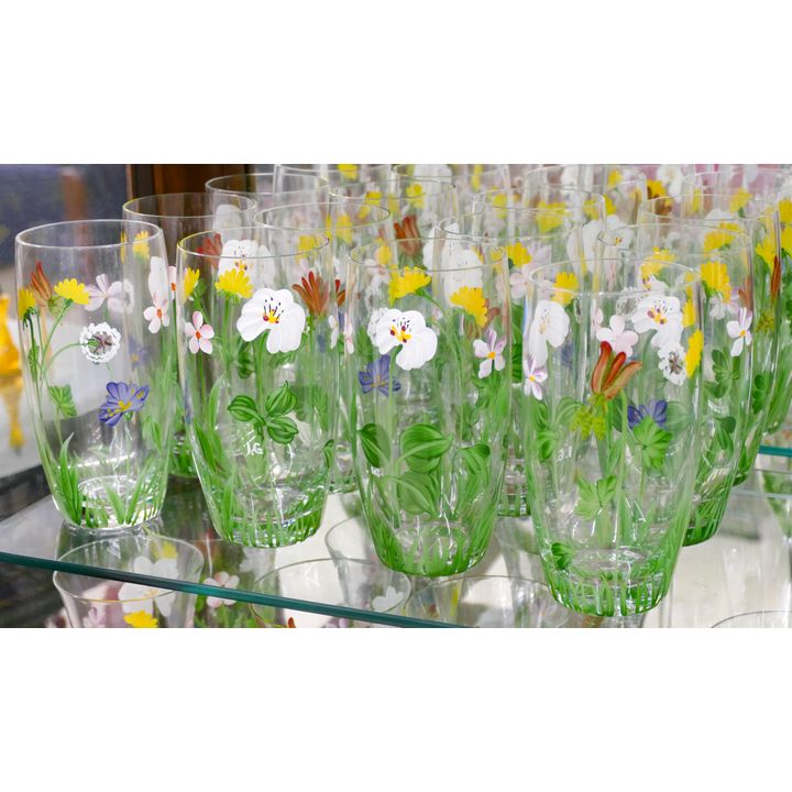 12pc Hand Painted Glasses Initialed I.G. 6''