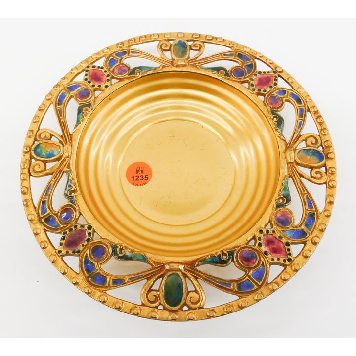 Louis Tiffany Furnaces Favrile 419 Enameled Tray- 8''