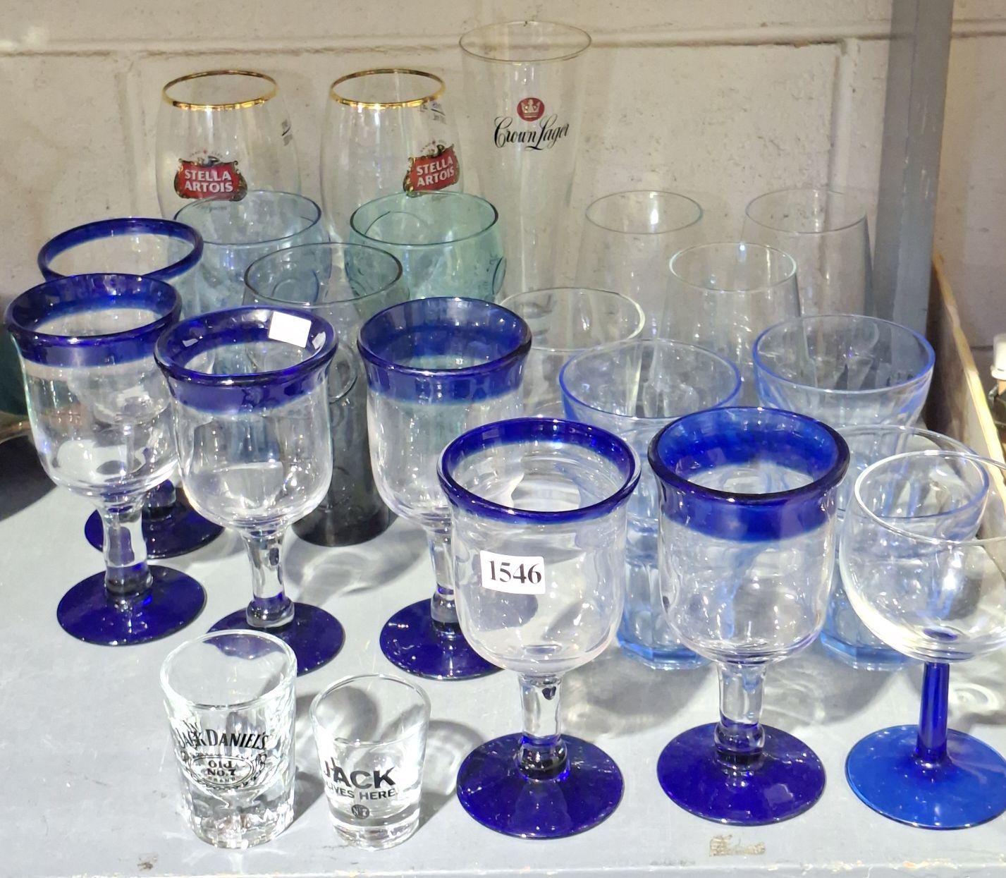 Coloured Stems And Advertising Glasses