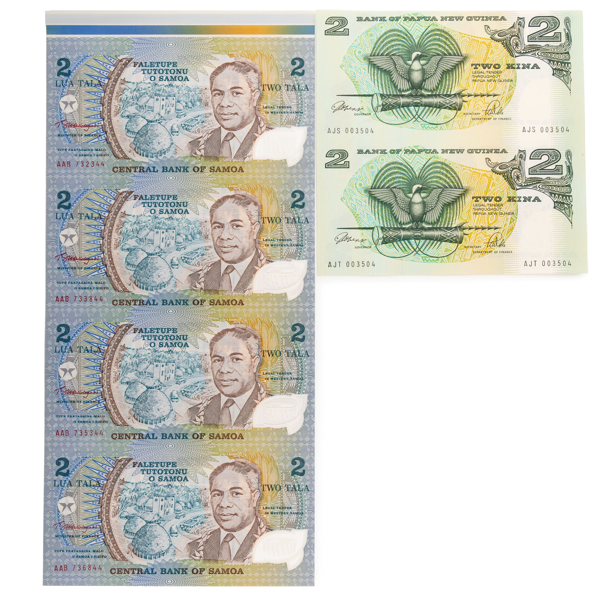 Samoa, Uncut Sheet, Two Tala, 1990, UNC