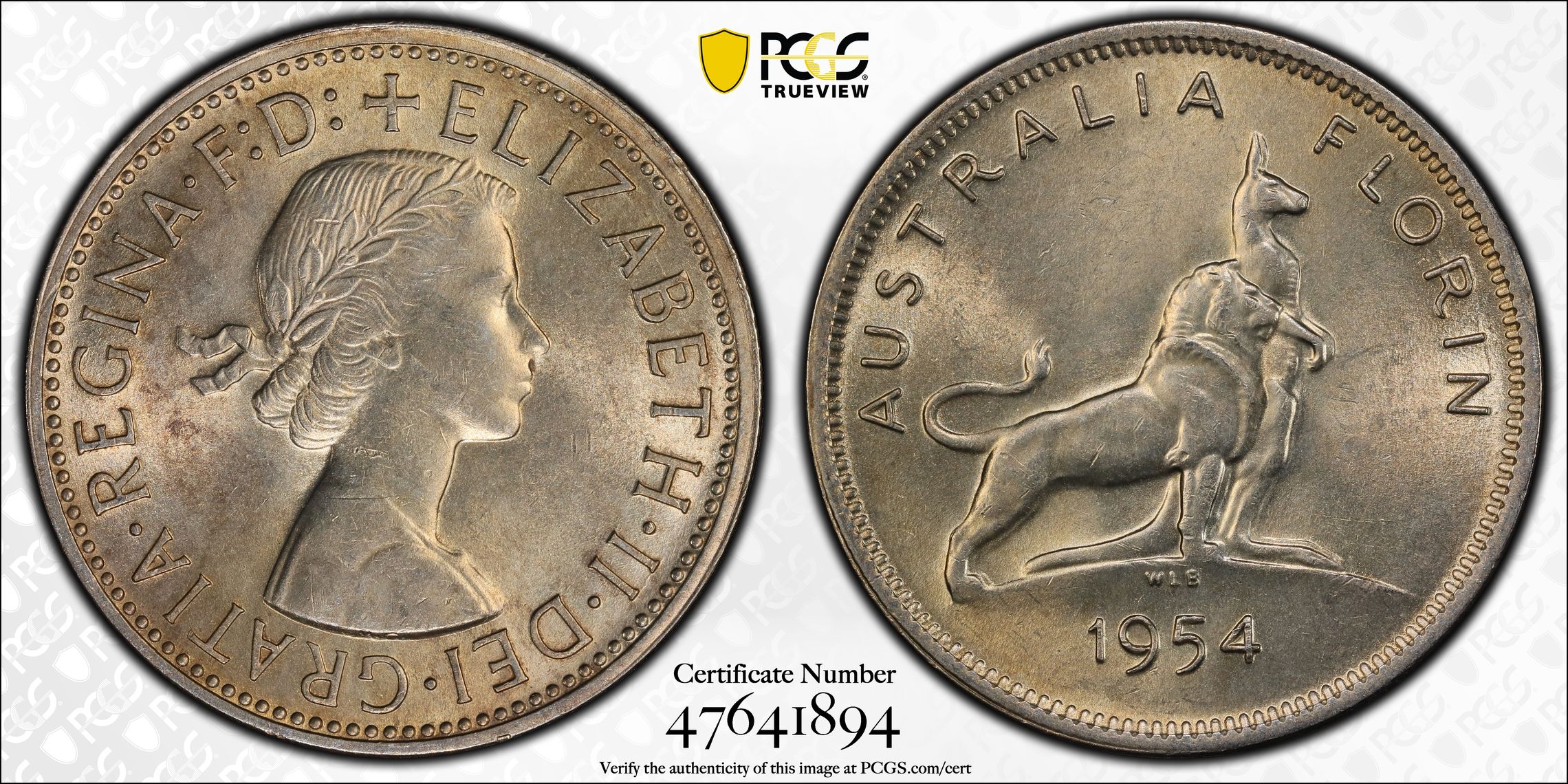 Elizabeth II, Royal Visit, Florin, 1954(m), PCGS MS62