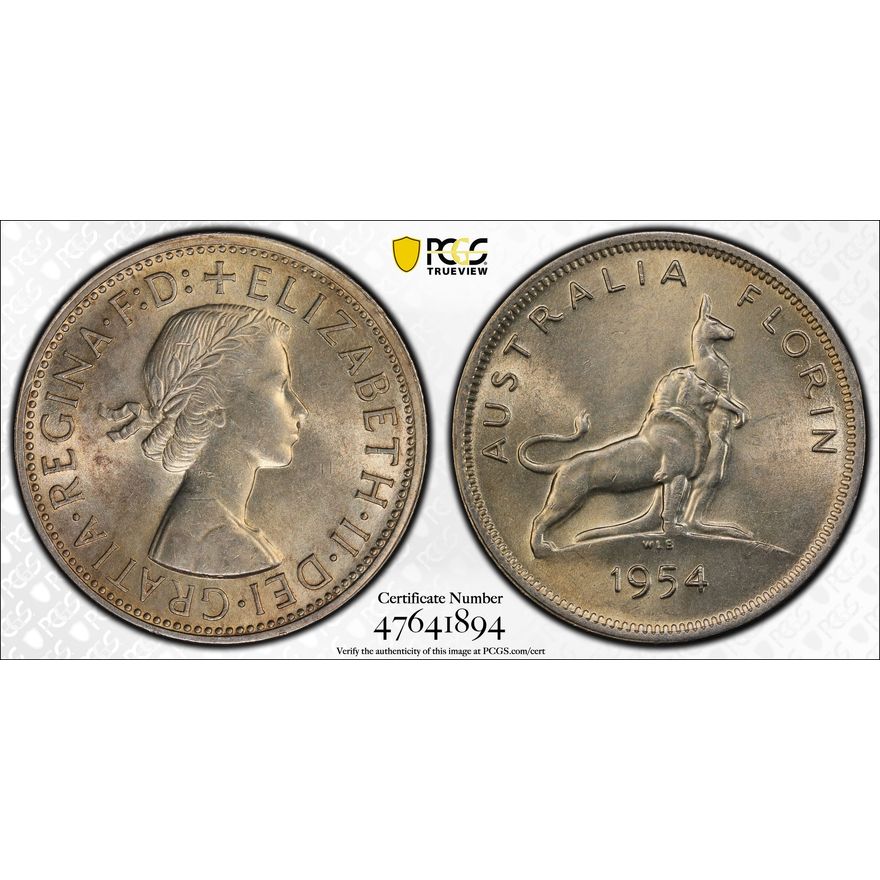Elizabeth II, Royal Visit, Florin, 1954(m), PCGS MS62