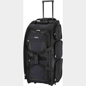 TRAVELERS CLUB LUGGAGE ADVENTURE 30 INCH ROLLING MULTI-POCKET UPRIGHT DUFFEL, BLACK