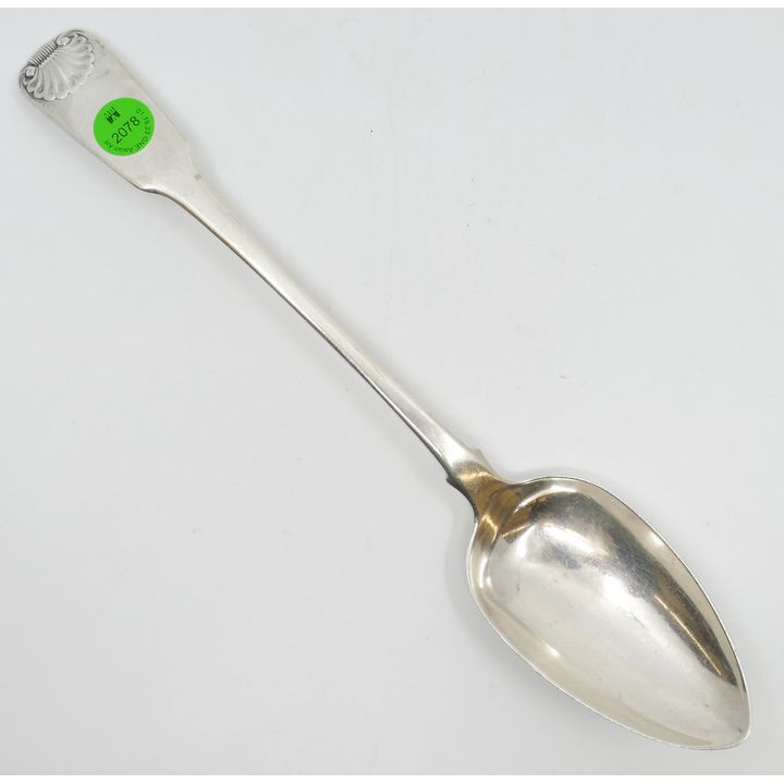English Georgian Silver Shell Stuffing Spoon 12'' - 136 Grams