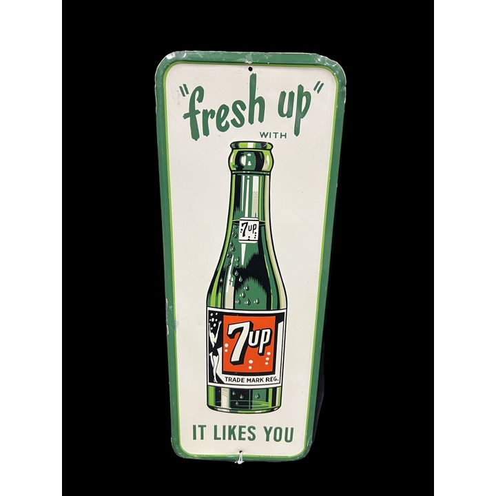 Fresh Up With 7Up It Likes You Tin Metal Soda Sign