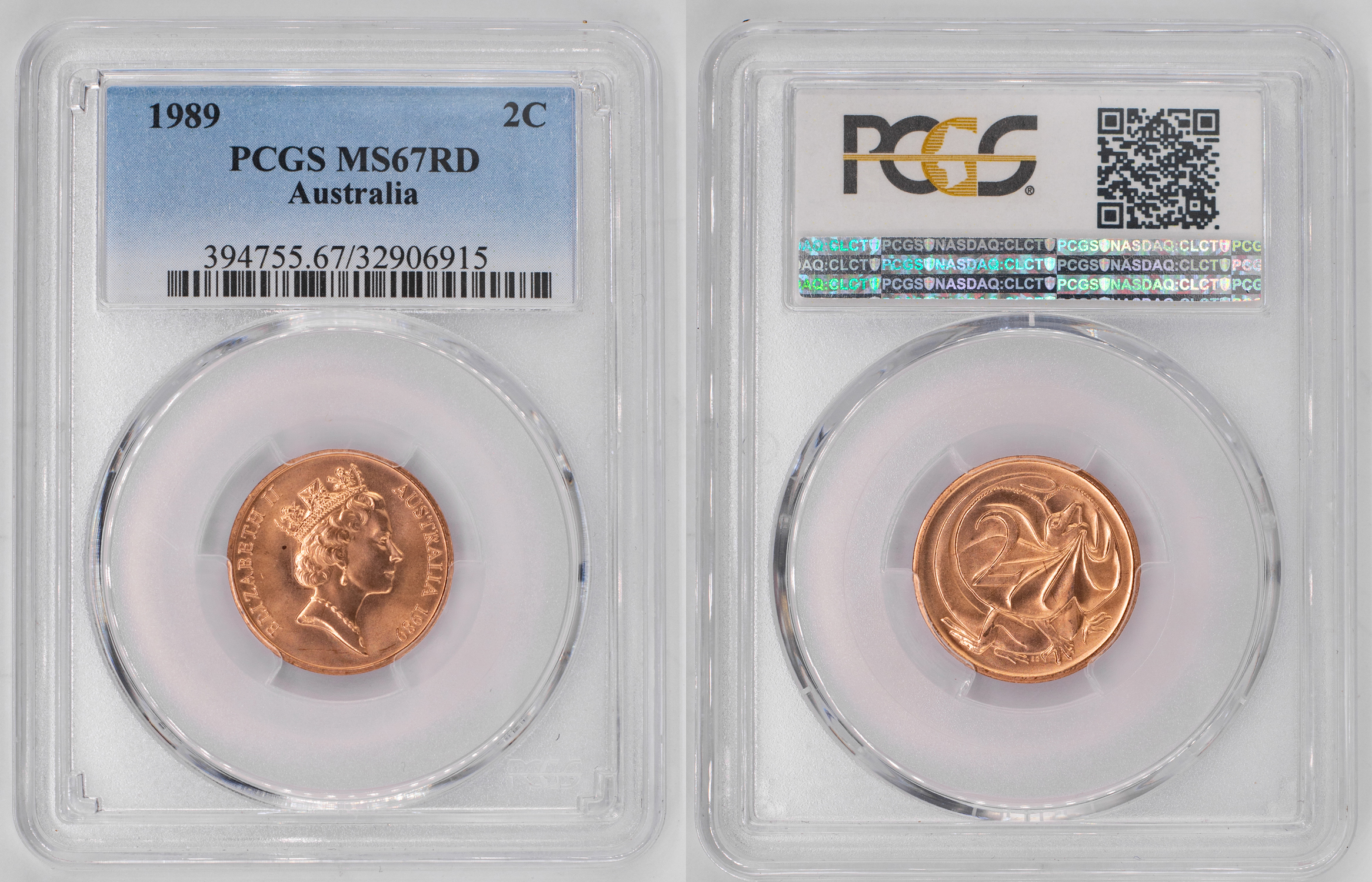 Elizabeth II, Two Cent, 1989, PCGS MS67RD
