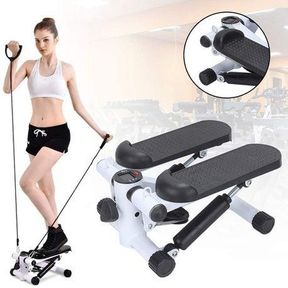 Fitness Exercise Stepper Bike with Resistance Bands-White + Black
