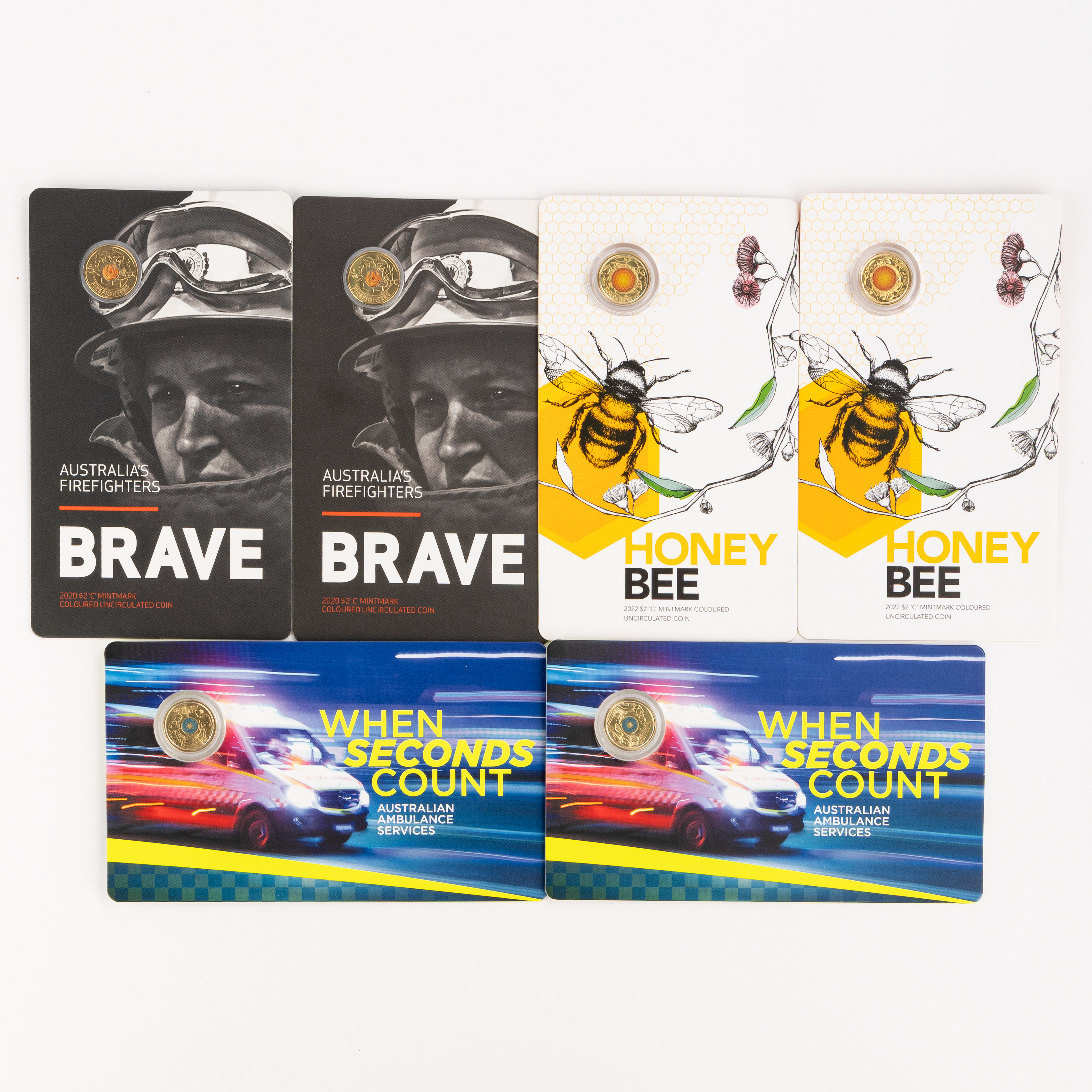 Elizabeth II, RAM - Brave, When Seconds Count & Honey Bee, Two Dollars, 2020-C - 2022-C, UNC