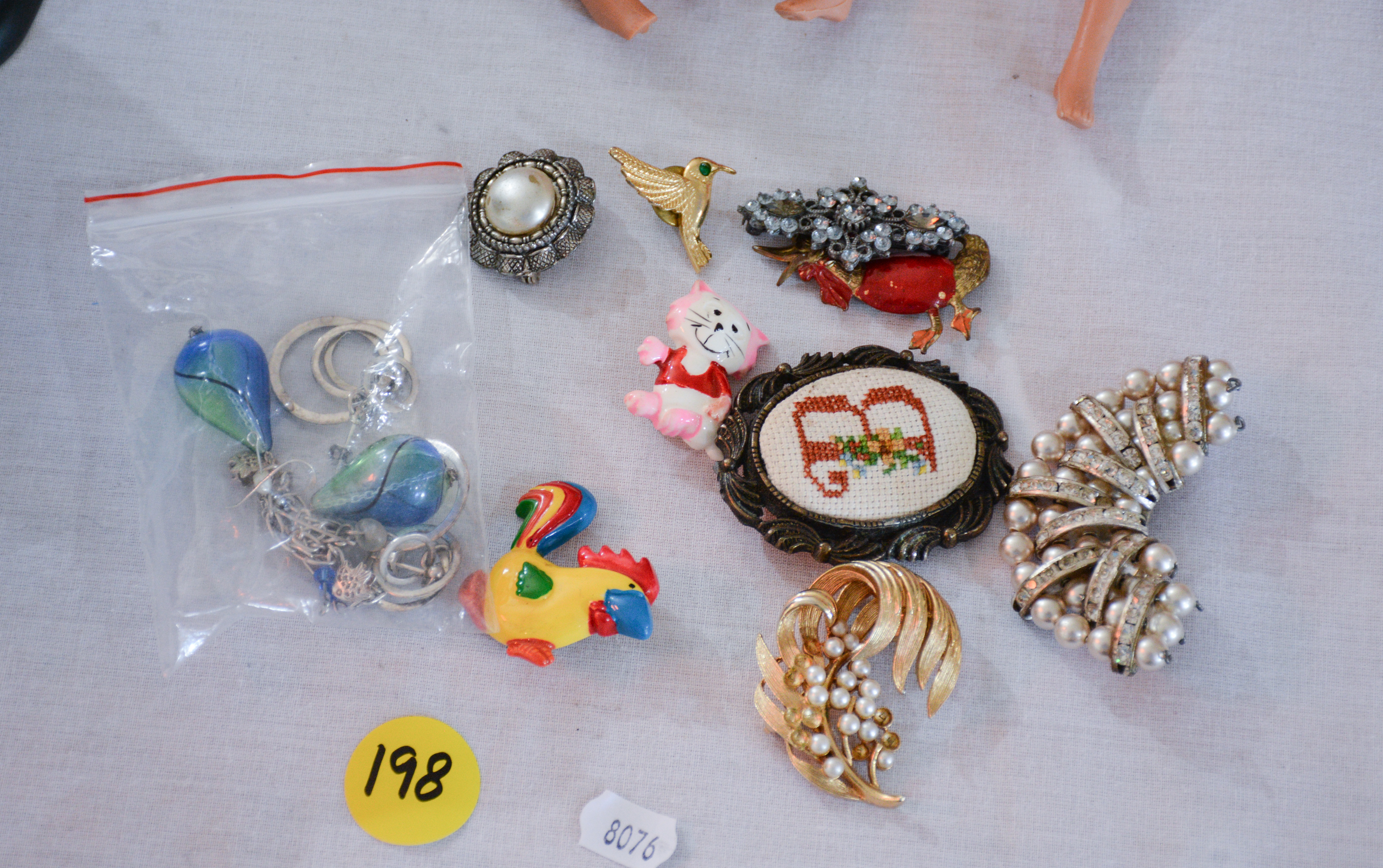 Sterling + Art Glass Earrings + Costume Brooches — NZ auction result