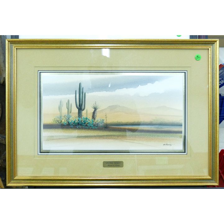 Manuel Franco ''Arizona Desert'' 1997 Watercolor Framed 18''x26''