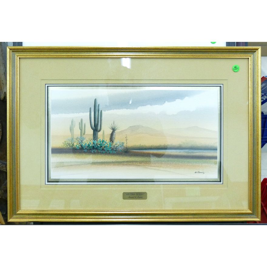 Manuel Franco ''Arizona Desert'' 1997 Watercolor Framed 18''x26''