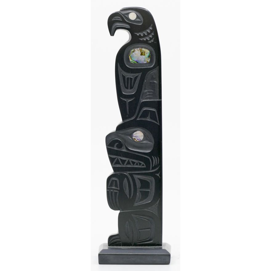Glen Pollard Eagle Bear Argillite Totem 5.5''