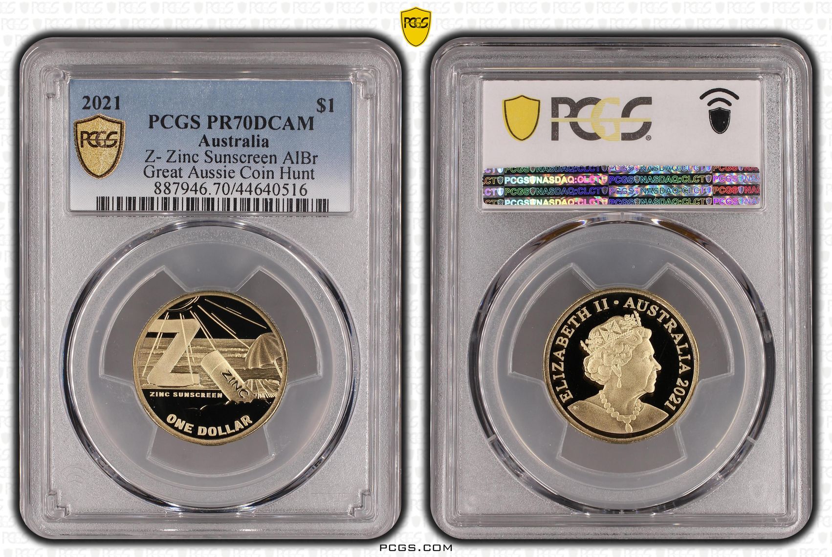 2021 Australia One Dollar, $1 Z- Zinc Sunscreen AlBr PCGS - PR70DCAM POP 10/0 -516