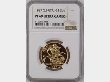1987 ELIZABETH II PROOF GOLD 2 POUND COIN PF69 UCAM