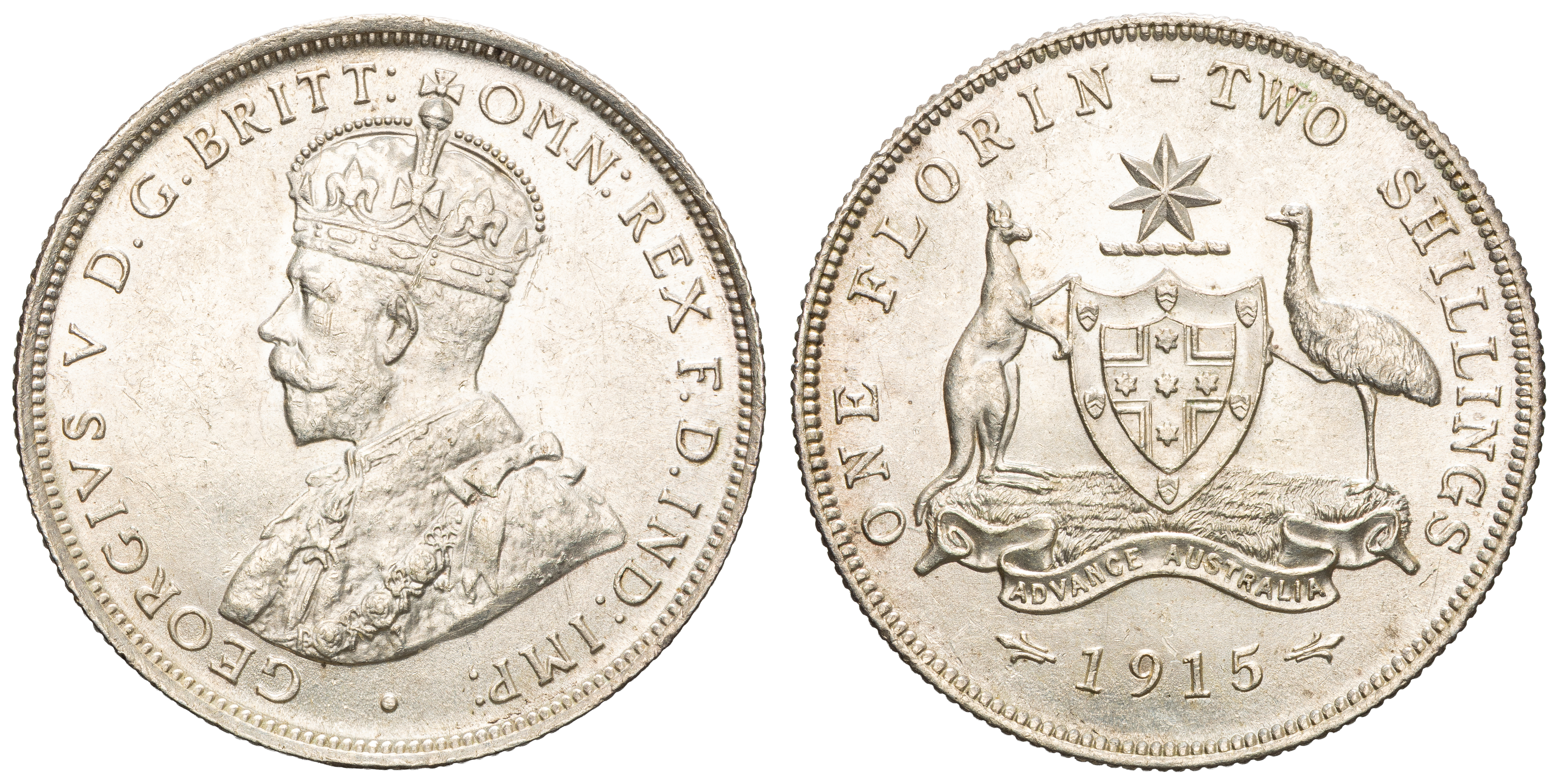 George V, Florin, 1915, UNC