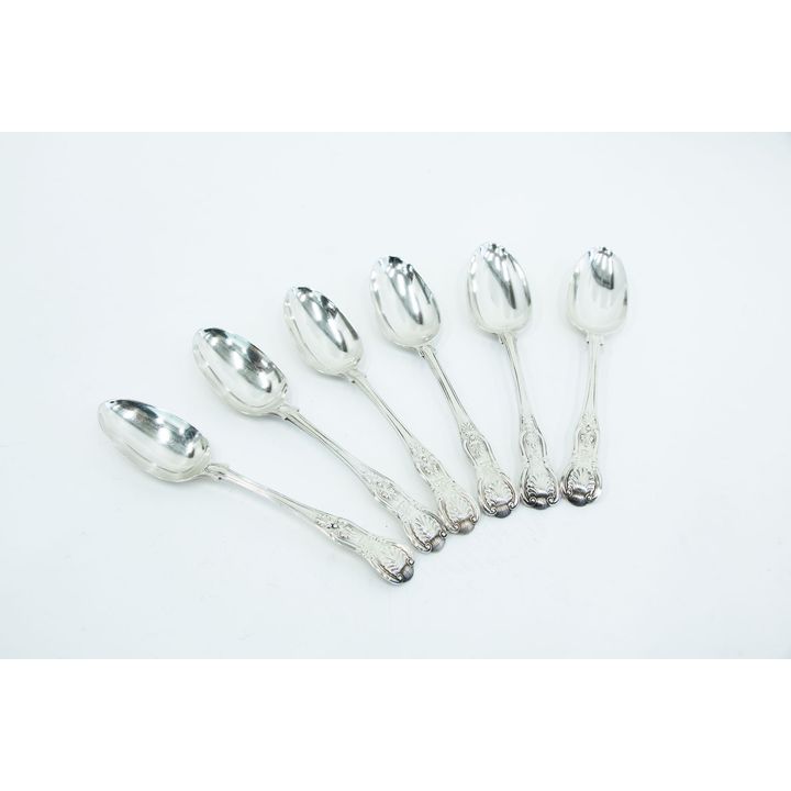 Six Victorian silver Kings pattern serving spoons