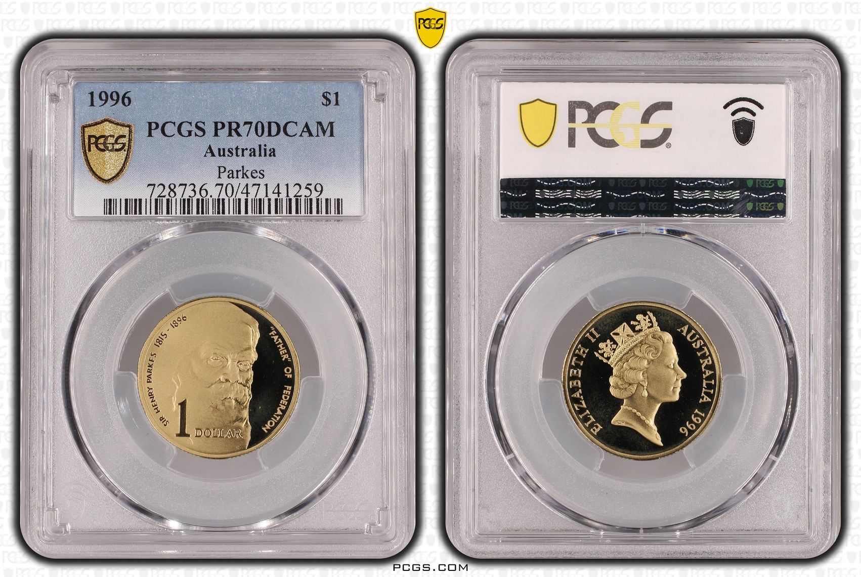 Elizabeth II, Parkes, Pop 4/0, One Dollar, 1996, PCGS PR70DCAM