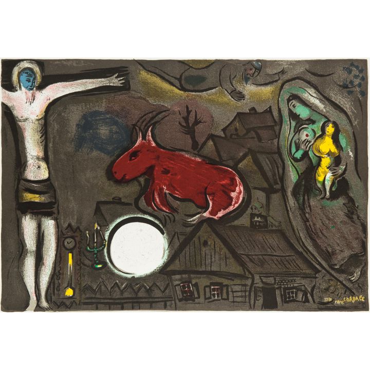 Marc Chagall | Mistyczne ukrzyżowanie z albumu "Derierre le Miroir", 1950