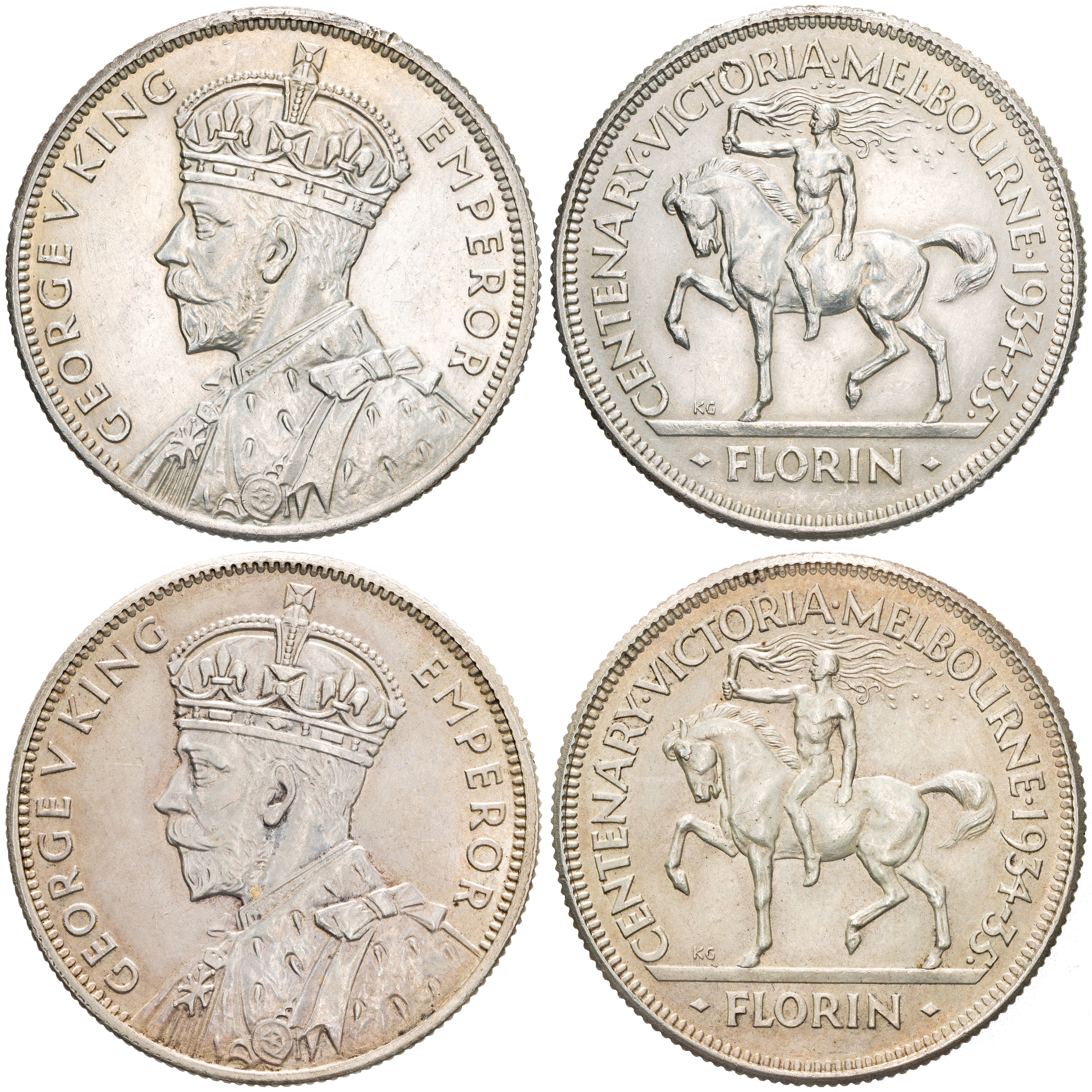 George V, Melbourne Centenary, Florin, 1934-35, EF
