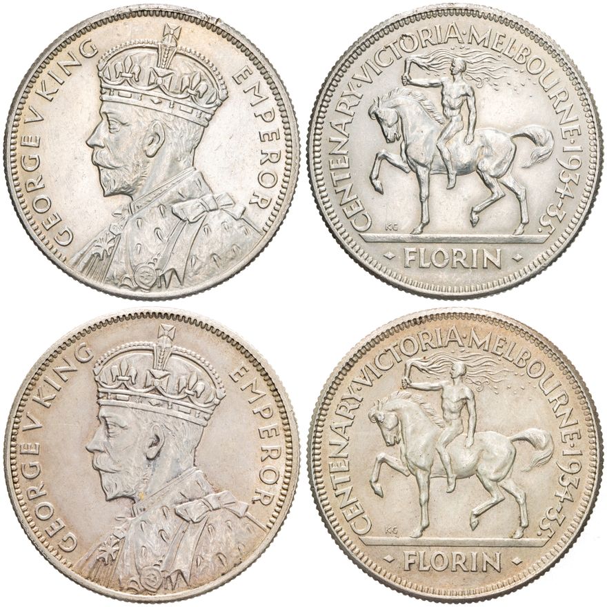 George V, Melbourne Centenary, Florin, 1934-35,  EF