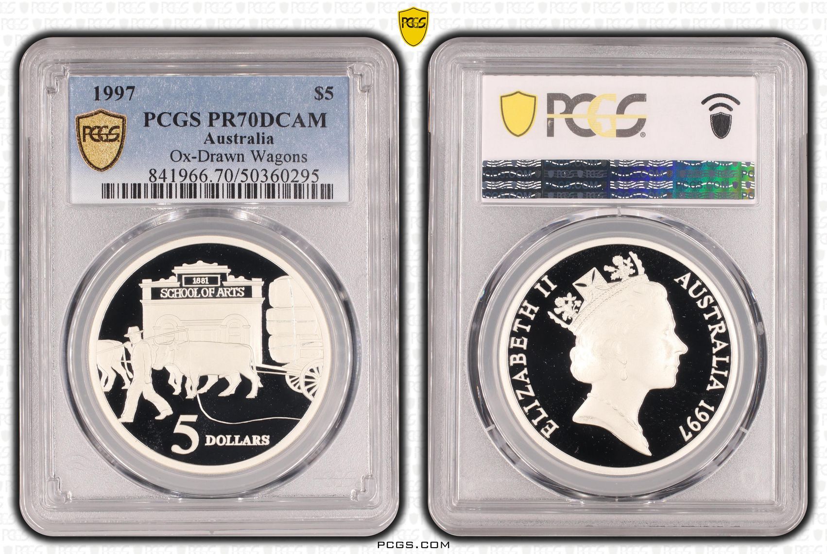 Ox-Drawn Wagons POP 17/0, Five Dollar, 1997, PCGS PR70DCAM