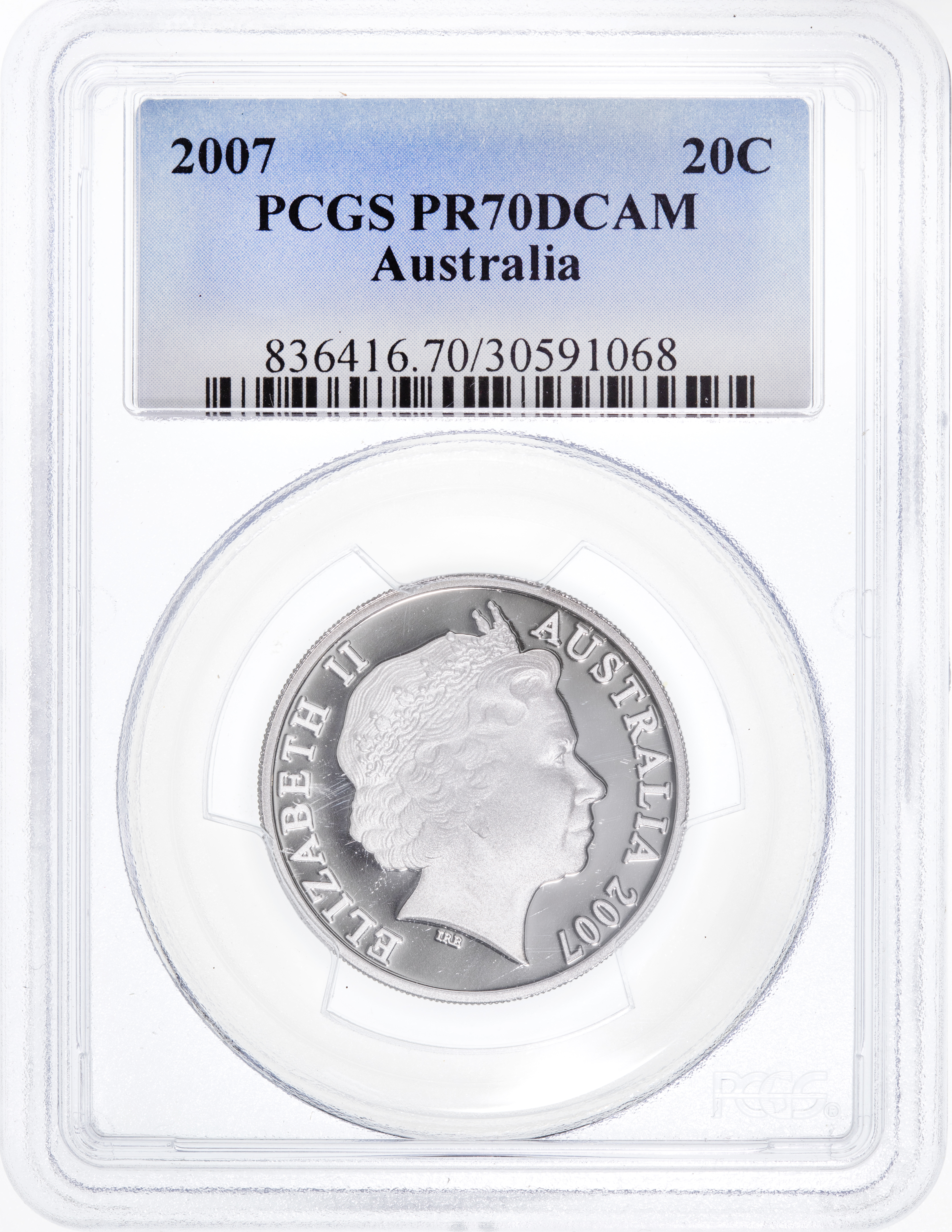 Top pop, Twenty Cent, 2007, PCGS PR70DCAM