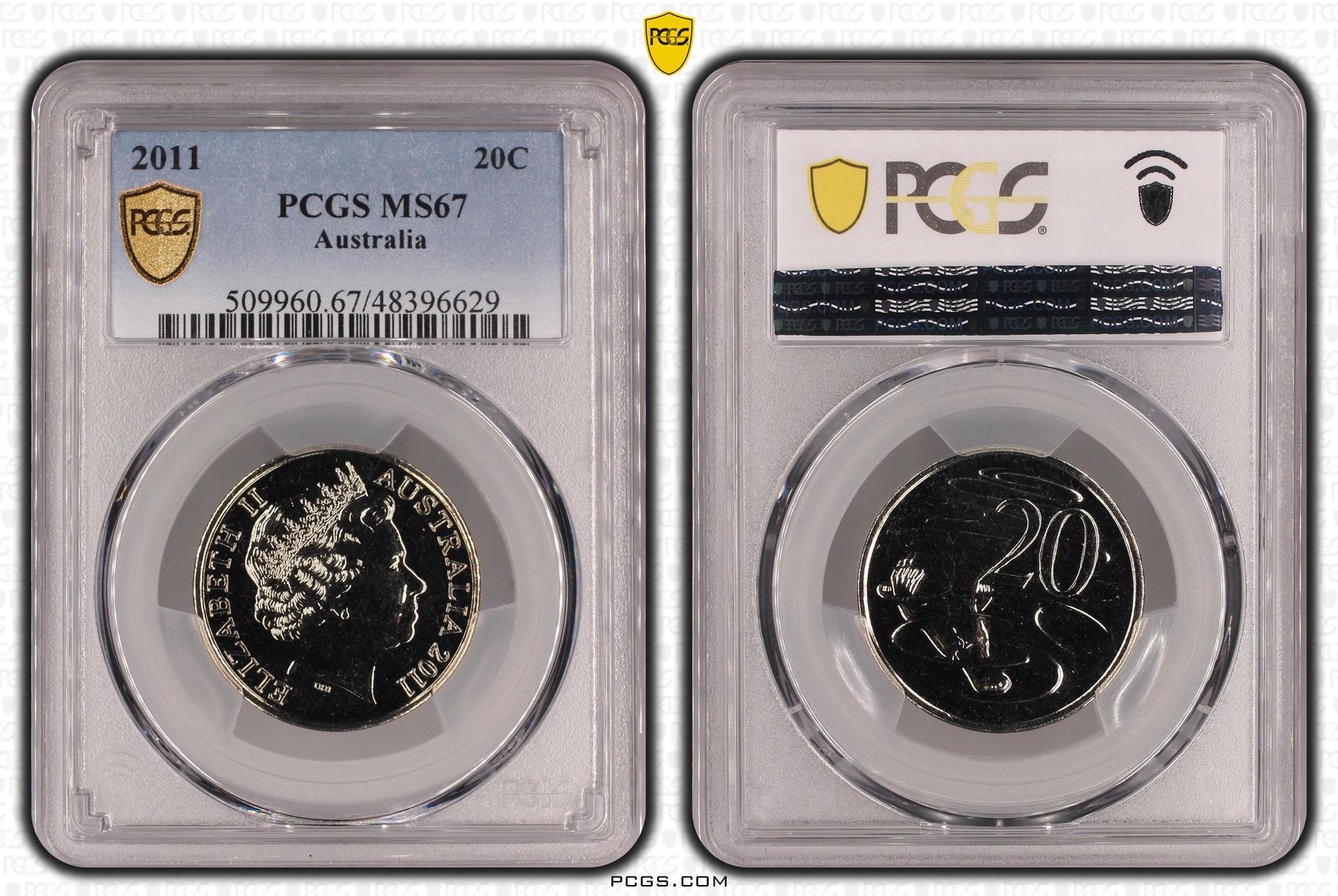 Elizabeth II, Twenty Cent, 2011, PCGS MS67