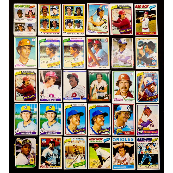 30pc Vintage Baseball Cards- 1970's and 1980's.