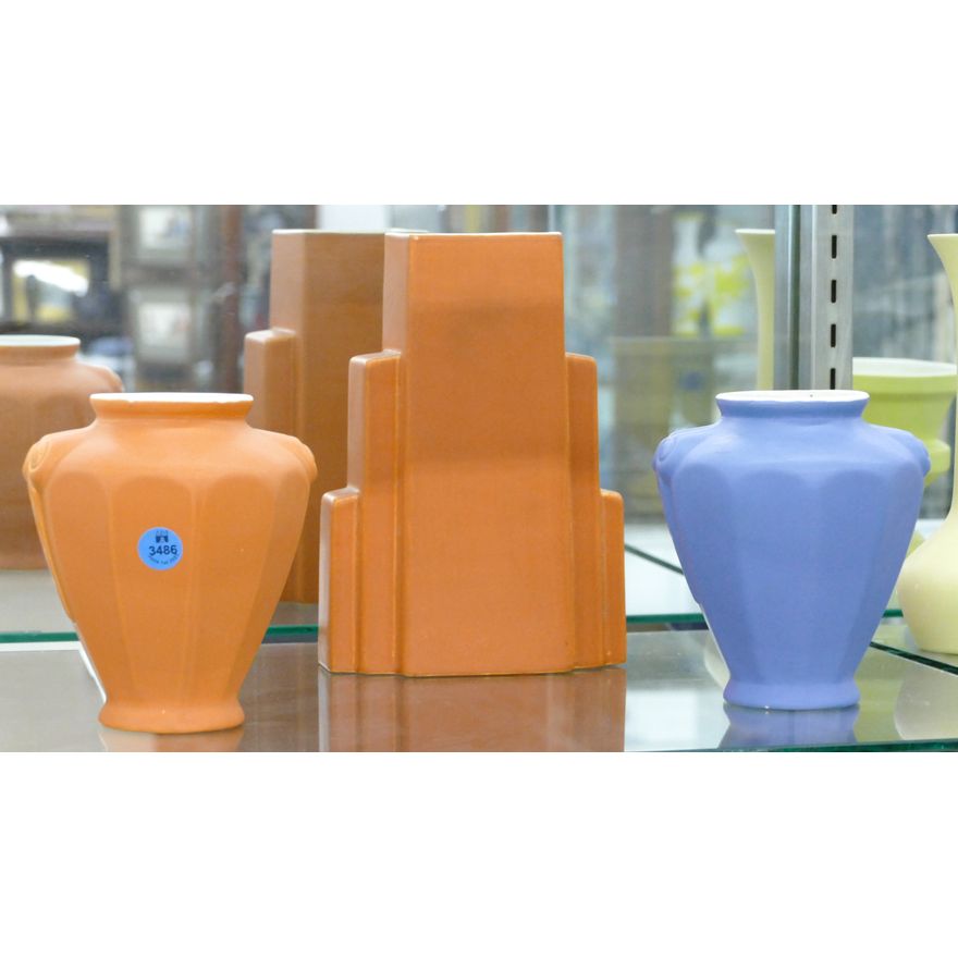 3pc Coors Pottery Deco Vases 6'' to 9''