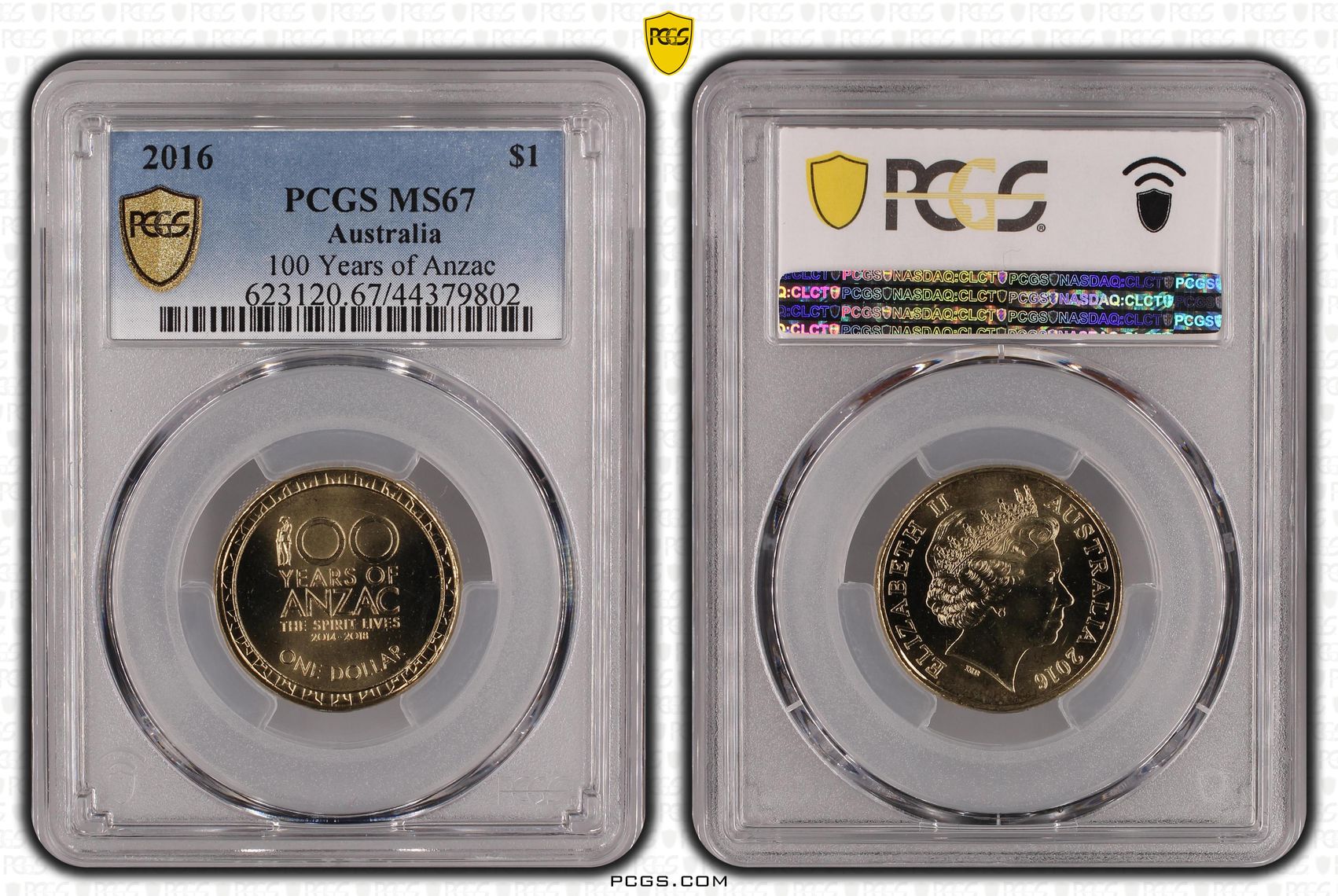 100 Years of Anzac, One Dollar, 2016, PCGS MS67
