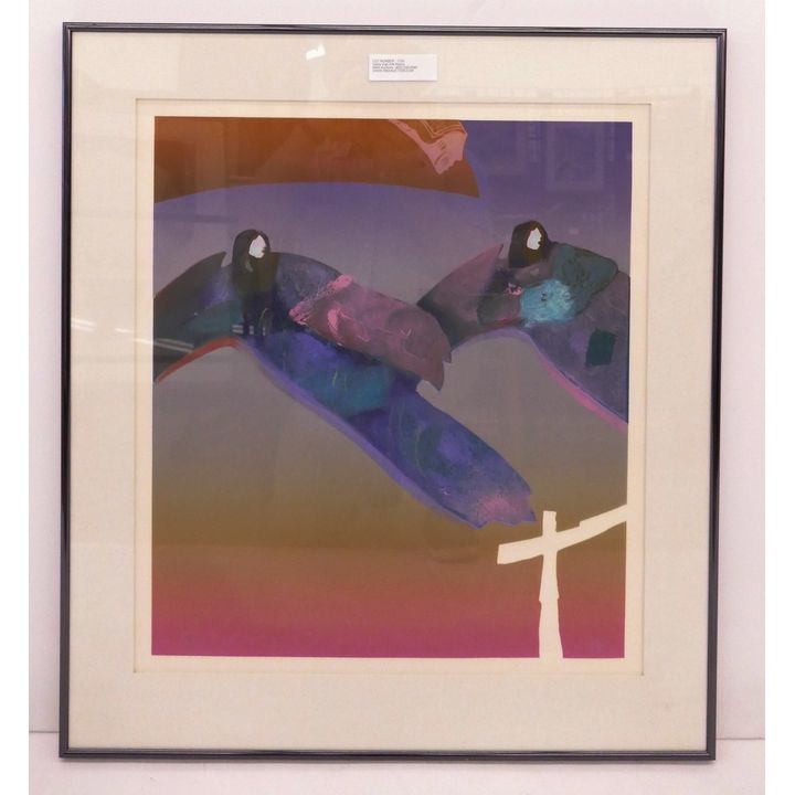Veloy Vigil S/N Native Theme Serigraph- 29x26'' framed