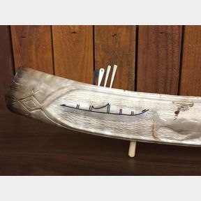 LARGE! Hand Carved Fossilized Ivory Cribbage Board