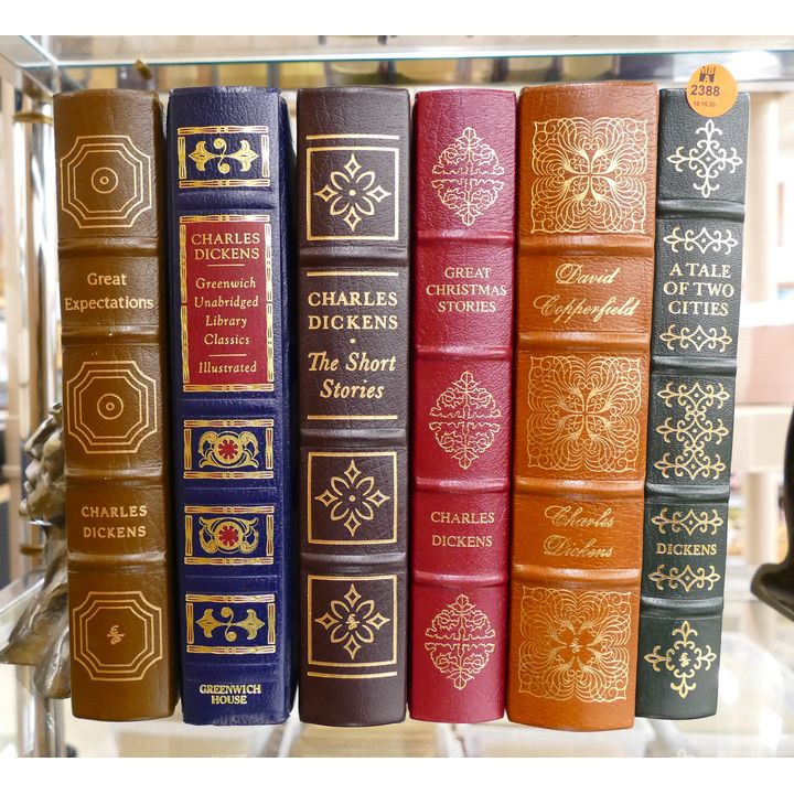 6pc Leather Bound Charles Dickens Books- Easton Press, Greenwich House