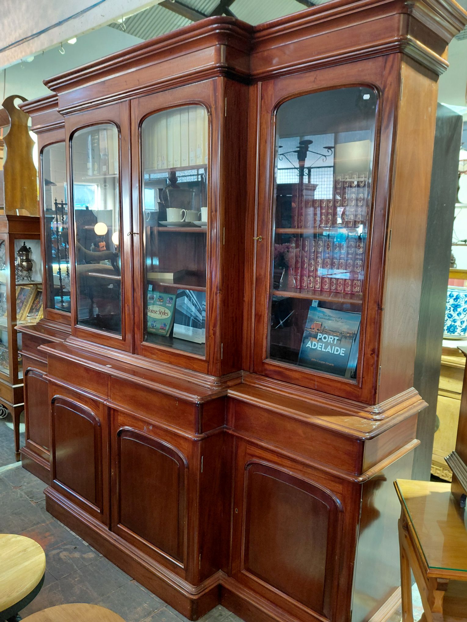 98 · VICTORIAN STYLE BREAKFRONT BOOKCASE
