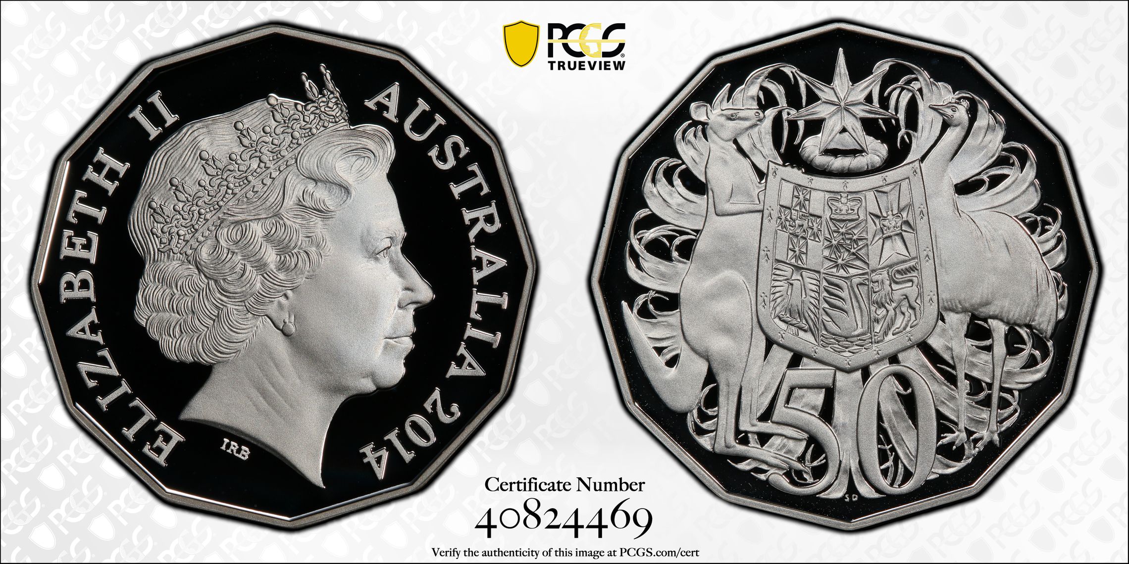 320 · 2014 Australia Fifty Cent, 50c Silver  PCGS - PR69DCAM POP 8/0 -469