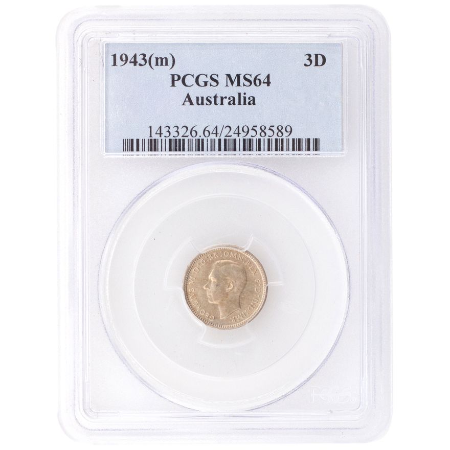 George VI, Threepence, 1943, PCGS MS 64