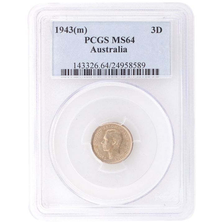 George VI, Threepence, 1943, PCGS MS 64