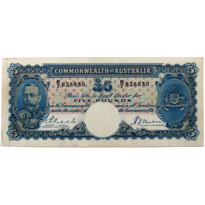 Riddle/Sheehan, Five Pounds, 1933, Fine