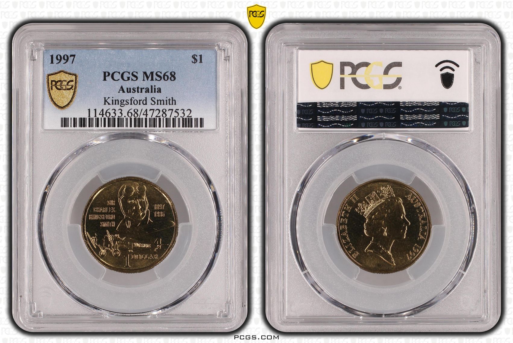 Elizabeth II, Kingsford Smith, One Dollar, 1997, PCGS MS68