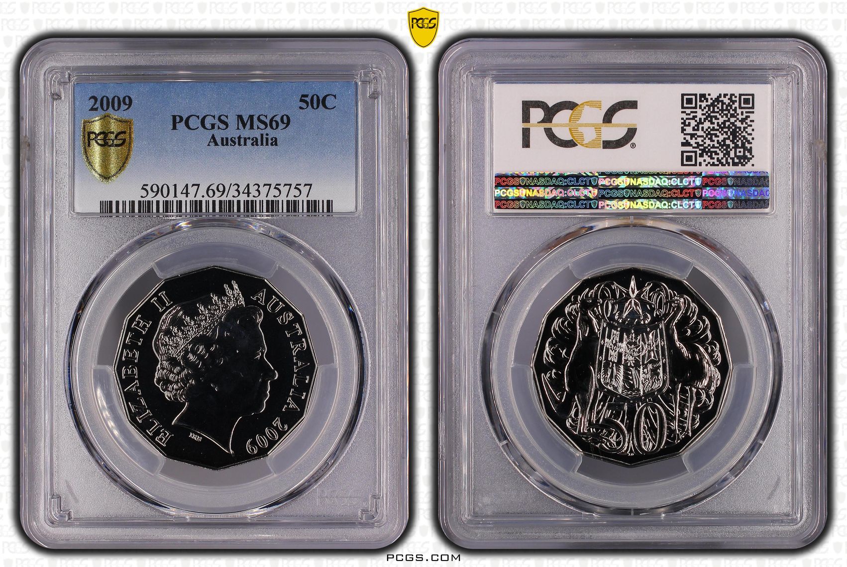 334 · Elizabeth II, Fifty Cent, 2009, PCGS MS69