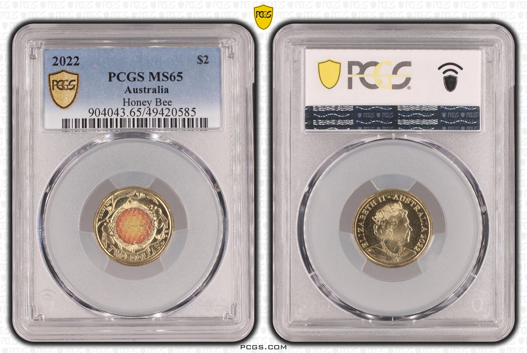 Honey Bee Colorized, Two Dollar, 2022, PCGS MS65